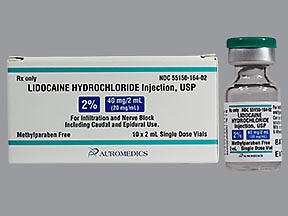 Lidocaine HCl, Preservative Free 2%, 20 mg / mL Injection Single Dose Vial 2 mL by Eugia US LLC Auromedics Pharma LLC  ID 55150-0164-02